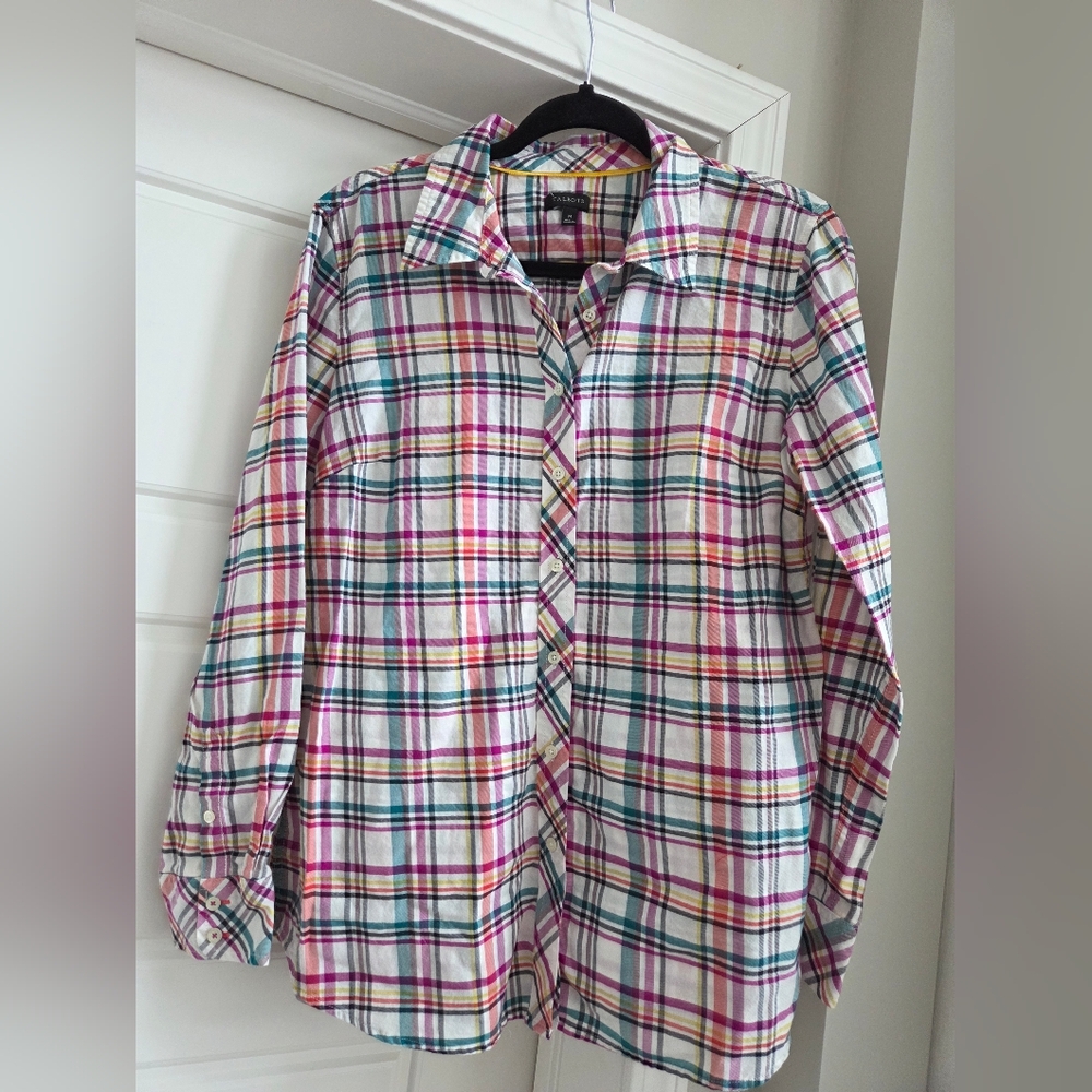 Talbots Colorful Plaid Cotton Button-Up Shirt‎